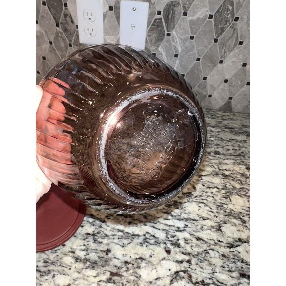 Pyrex 7401-S Cranberry Scultped Ribbed Mixing Bowl and Lid Glass 7401-PC - Picture 8 of 9